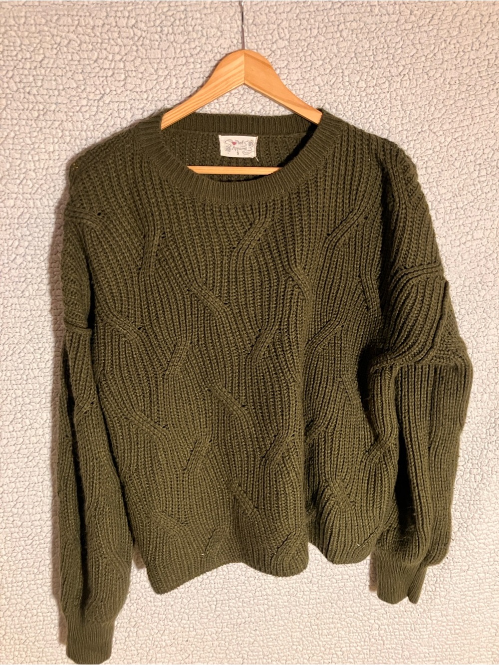 Men's Olive Green Cable Knit Sweater